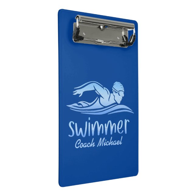  Swim Coach Swimming Pool Personalized Name Mini Clipboard (Angled)