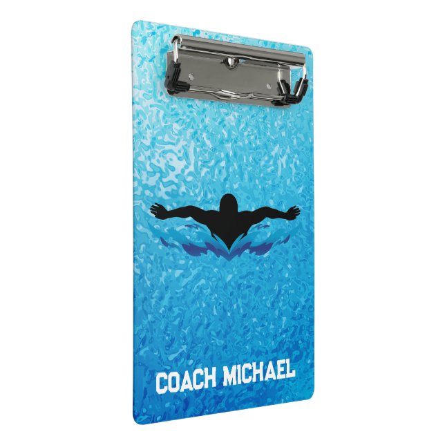  Swim Coach Swimming Pool Personalized Name Mini Clipboard (Angled)