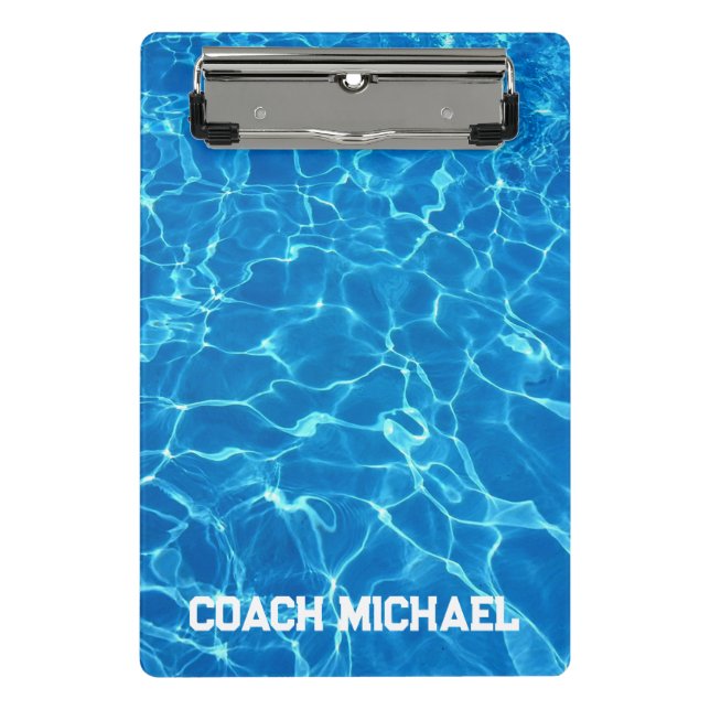  Swim Coach Swimming Pool Personalized Name Mini Clipboard (Front)