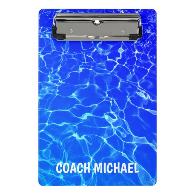  Swim Coach Swimming Pool Personalized Name Mini Clipboard (Front)