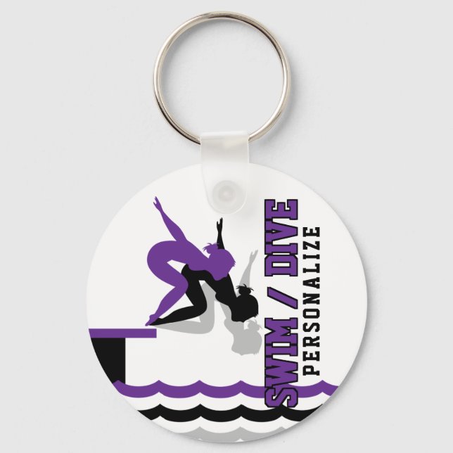 Swim Dive Team - Purple and Black Keychain (Front)