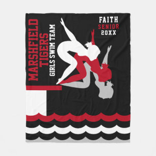 Swim Dive Team - Red and Black Fleece Blanket