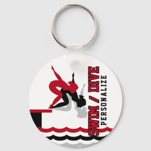 Swim Dive Team - Red and Black Keychain