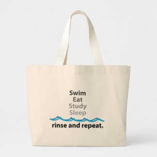 Swim, eat, study, sleep ... rinse and repeat large tote bag