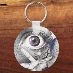 "Swim" eye surreal drawing Keychain