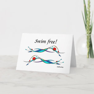 Swim Free Duo Abstract Freestyle Swimmers Card