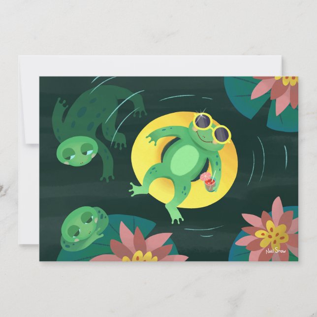 Swim Frog Yellow Sunglasses DIY Blank Invitation (Front)