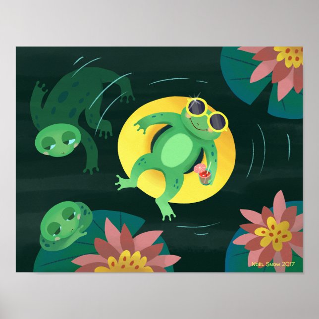 Swim Frog Yellow Sunglasses Poster (Front)