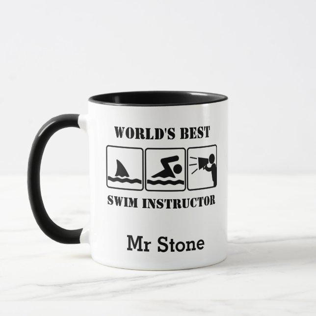 Swim Instructor Coach Funny Shark Mugs (Left)
