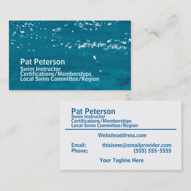 Swim Instructor Water Polo Dive Pool Template Business Card (Front/Back)