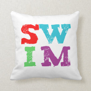 SWIM letters Throw Pillow