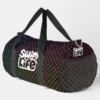 Swim Life Black/Rainbow scales Large Duffle Bag