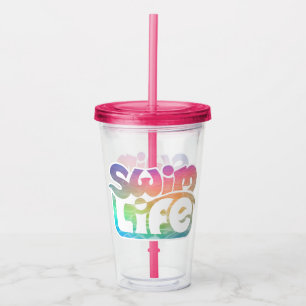"Swim Life" Unicorn Bathwater colour Acrylic Tumbler