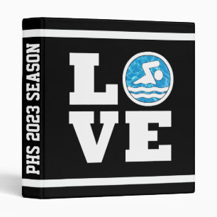 Swim LOVE Custom Text Swimming and Diving Swimmer Binder