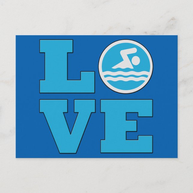 Swim Love For Competitive Swimmers or Coaches Postcard (Front)