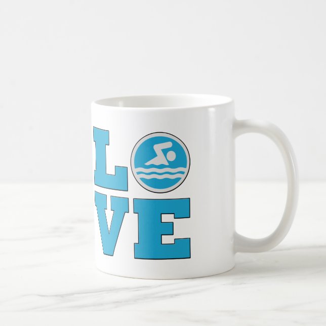 Swim Love Mug For Competitive Swimmers or Coaches (Right)