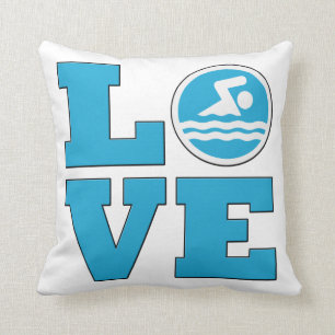 Swim Love Throw Pillow for Competitive Swimmers