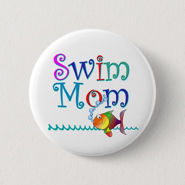 Swim Mom 2 Inch Round Button (Front)