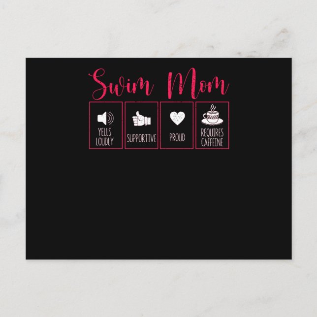 Swim Mom Content Funny Swimming Mom Swimmer Postcard (Front)