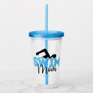 Swim Mom Modern Typography Sport Acrylic Tumbler
