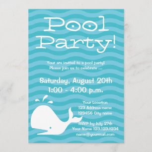 Swim party invitations   Personalizable invites