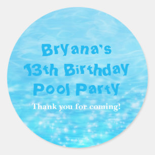 Swim Pool Party Summer Beach Favour Stickers