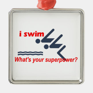 Swim super power metal ornament