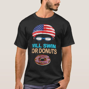 Swim Swimmer Funny Swimming Goggles Cap Doughnuts  T-Shirt