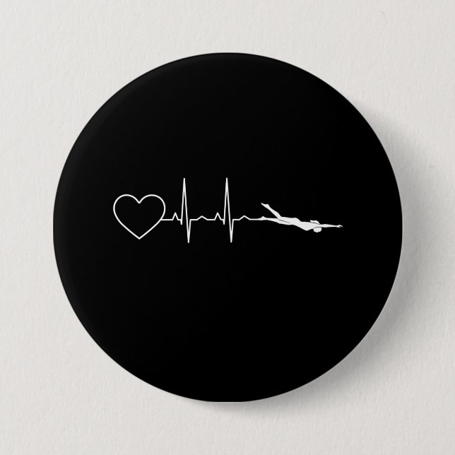 Swim - Swimming Heartbeat 3 Inch Round Button (Front)