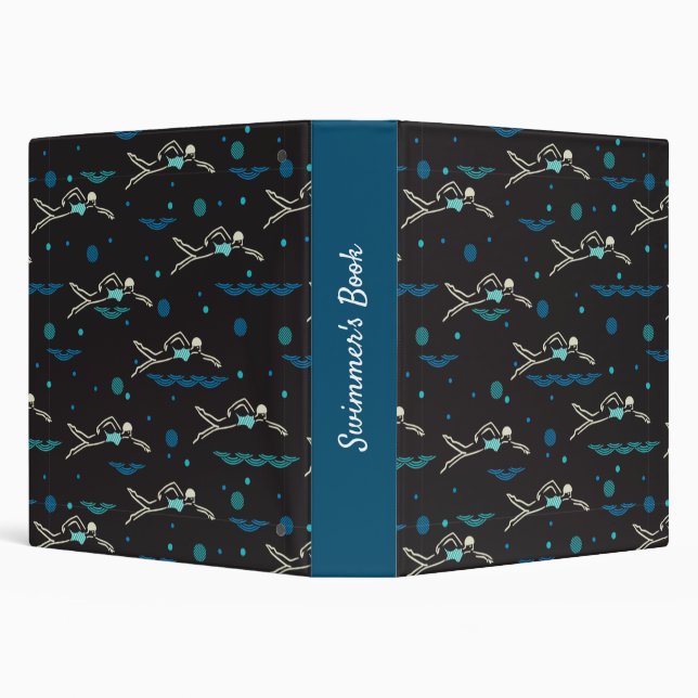 Swim Swimming Swimmers Pattern Black Ver Binder (Background)