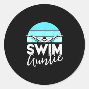 Swim Team Aunt Auntie Nephew Swimming Swimmer Gift Classic Round Sticker