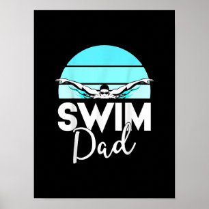 Swim Team Dad Far School Swimming Meet Swimmer Poster