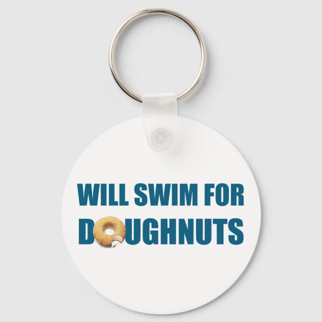 Swim team gift funny, swimming for doughnuts keychain (Front)