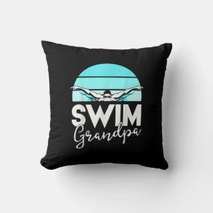 Swim Team  Grandpa Papa Swimming Meet Swimmer Gift Throw Pillow