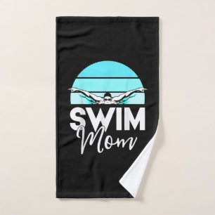 Swim Team Mom Mor School Swimming Meet Swimmer Hand Towel