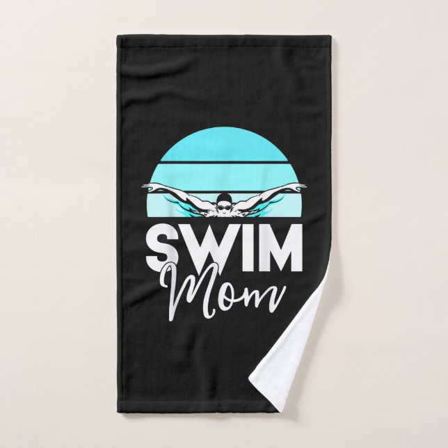 Swim Team  Mom Mor School Swimming Meet Swimmer Hand Towel (Hand Towel)