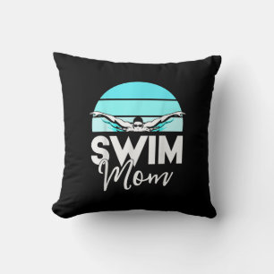 Swim Team Mom Mor School Swimming Meet Swimmer Throw Pillow