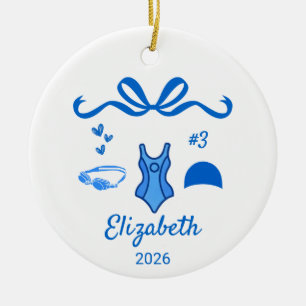 Swim Team Ornament, Swimming Christmas Ceramic Ornament
