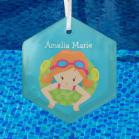 Swim Team Redhead Girl Cute Personalized Swimmer