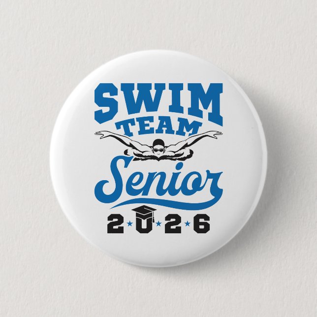 Swim Team Senior 2026 2 Inch Round Button (Front)