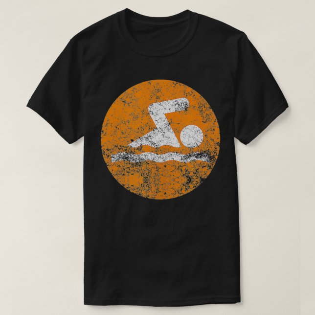 Swim Vintage Orange Swim Icon  T-Shirt (Design Front)