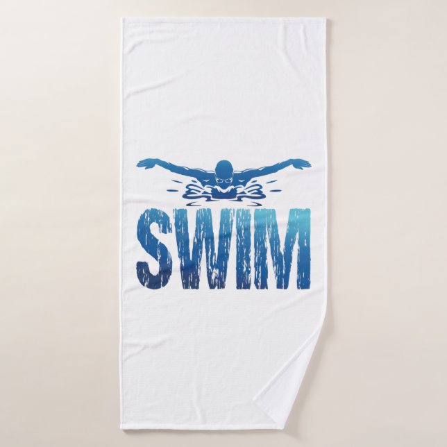 Swim - Vintage Swimmer Bath Towel (Bath Towel)