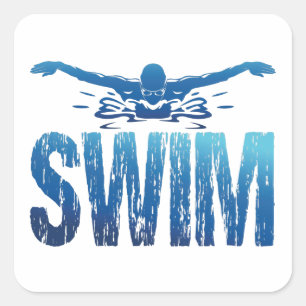 Swim - Vintage Swimmer Square Sticker