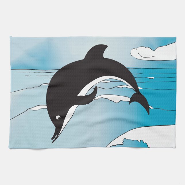 Swim With Dolphins Kitchen Towel (Horizontal)
