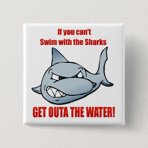 Swim with the Sharks 2 Inch Square Button