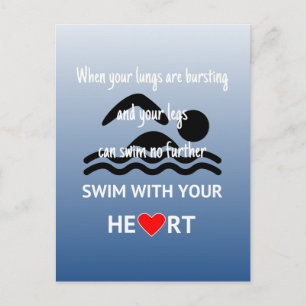 Swim with your heart inspirational postcard