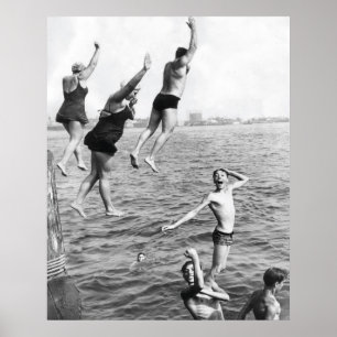 Swiming at the Pier Poster Print - 1780264