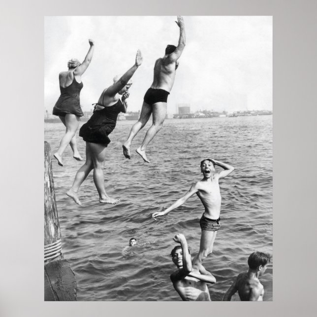 Swiming at the Pier Poster Print - 1780264 (Front)