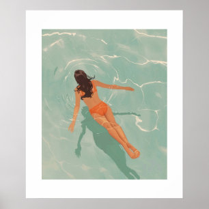Swiming in the clear blue poster