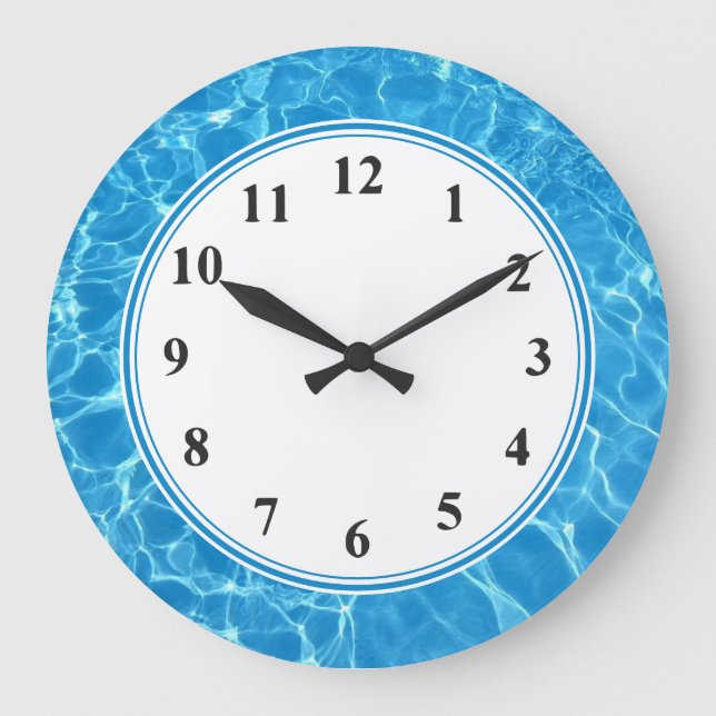Swimmer Aqua Blue Tropical Ocean Beach Theme Clock (Front)